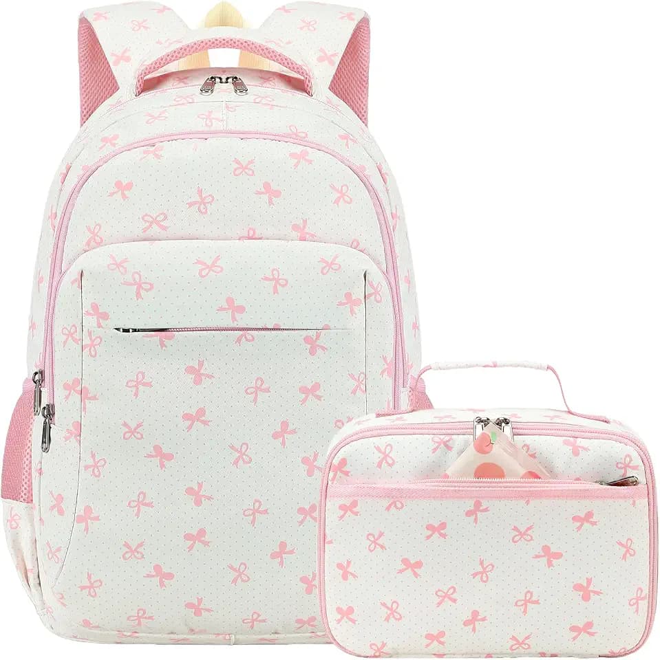 LEDAOU Girls Boys Backpack with Lunch Box, 3-Piece School Bookbag Set