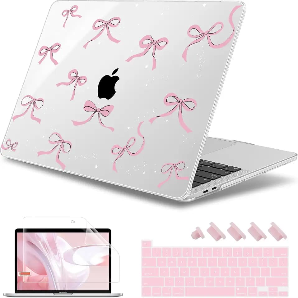 May Chen for MacBook Pro 13 inch Case 2022 2021 2020 Release A2338 M2 M1 A2289 A2251, Plastic Crystal Hard Shell Case Cover for MacBook Pro 13 inch Touch Bar Fits Touch ID, Star Bows