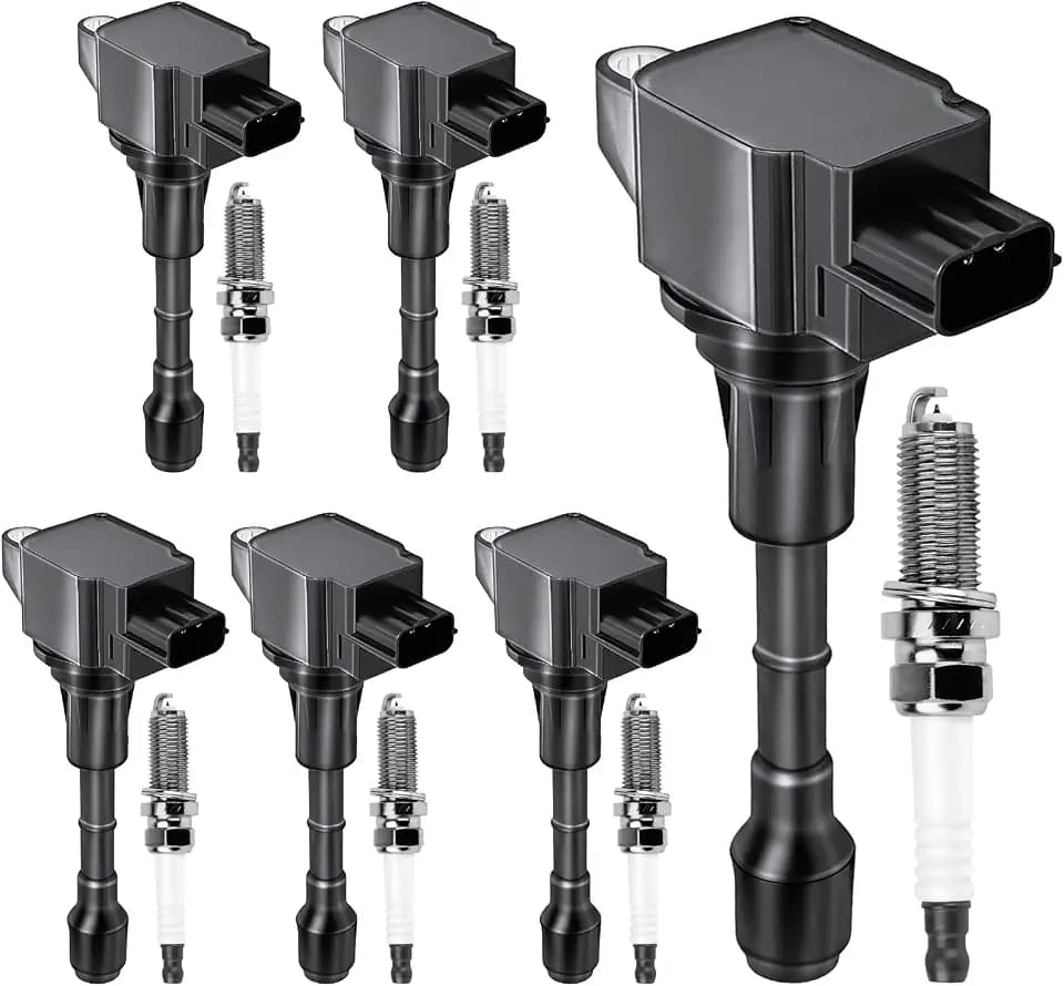 UF550 Ignition Coil Pack & Spark Plugs Compatible with INFINITI EX35 FX35 G25 G35 JX35 M35 M35h Q50 Q70 QX60 Nissan Maxima Murano Altima Pathfinder Quest 2.5L 3.5L 2008 2009 2010 2011 2012 2013 6Pcs