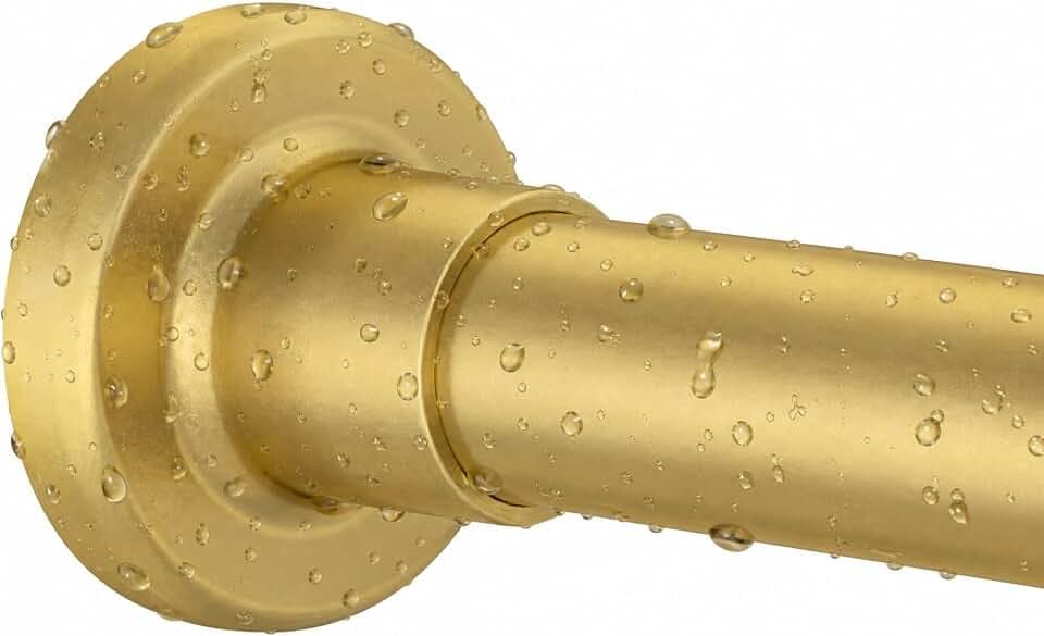 Shower Curtain Rod Adjustable 32"-80", Tension Shower Curtain Rod No Drilling Stainless Steel Rust Proof for RV Bathroom Shower Stall Apartment, Gold