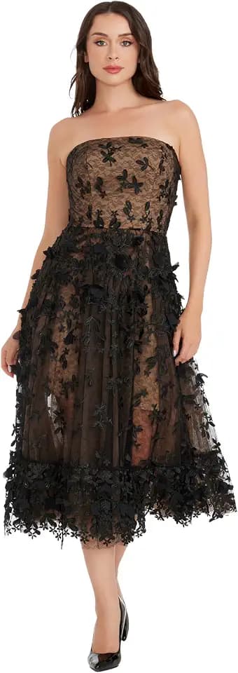 Dress The Population Women's Kailyn Fit and Flare Midi Dress