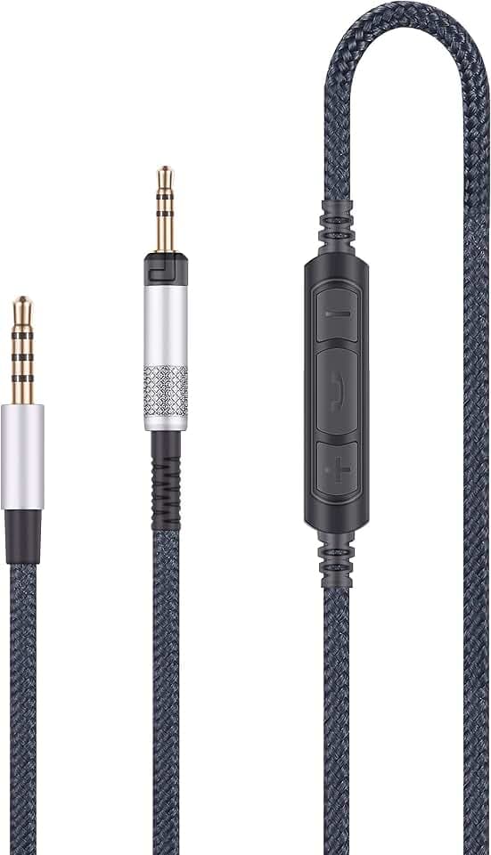 Audio Ersatzkabel mit In-Line Mikrofon Fernbedienung Lautstärkeregler nur kompatibel mit Audio Technica ATH-M50x, ATH-M40x, ATH-M70x Kopfhörer und Samsung Galaxy Huawei Android
