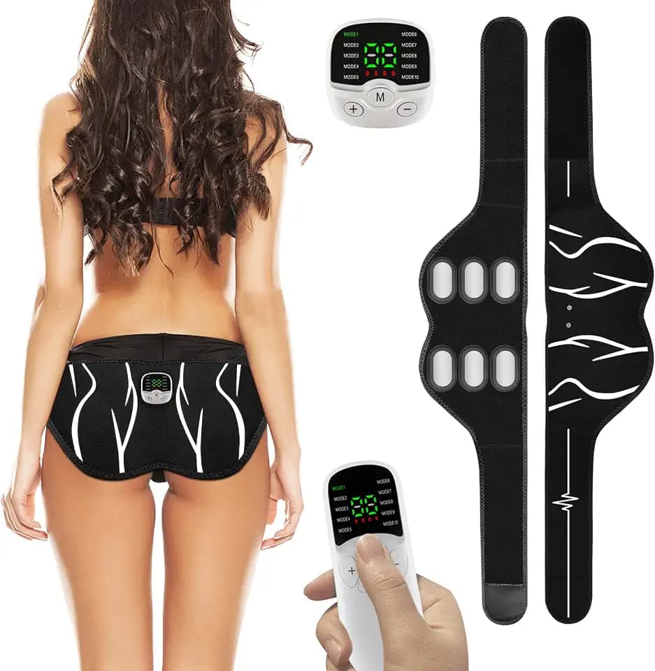 EMS Trainingsgerät Po Trainer, Elektrostimulationsgerät aus Aluminiumblech, Bauchmuskeltrainer mit Fernbedienung, USB wiederaufladbares Fitnessgeräte für Zuhause, hilft beim Aufbau der Gesäßmuskulatur