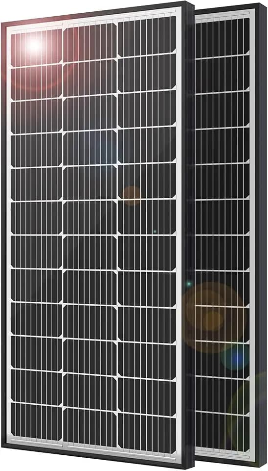 JJN 200W Solar Panels, 2 Pcs 100W, 23% High Efficiency, Monocrystalline