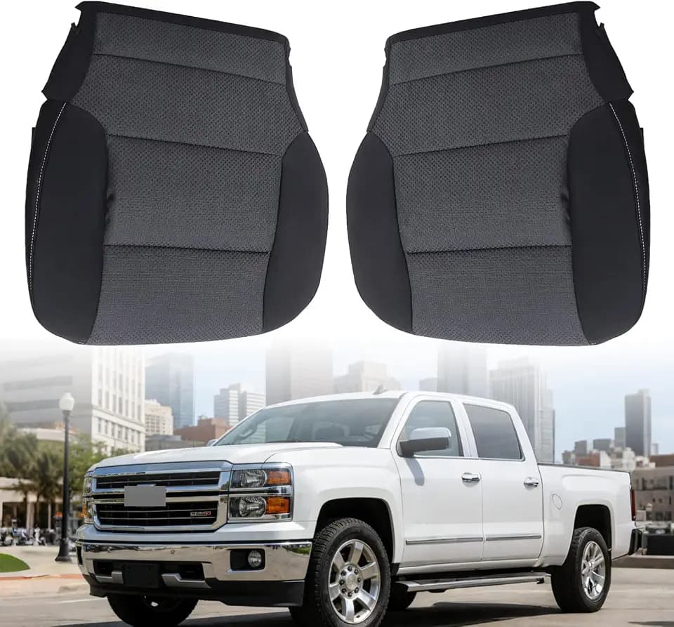 GXARTS #H0U or 4AA Black Driver and Passenger Side Bottom Replacement Cloth Seat Cover Fit for Chevy Silverado Tahoe Suburban GMC Sierra 1500 2500HD 3500HD 2014 2015 2016 2017 2018 2019