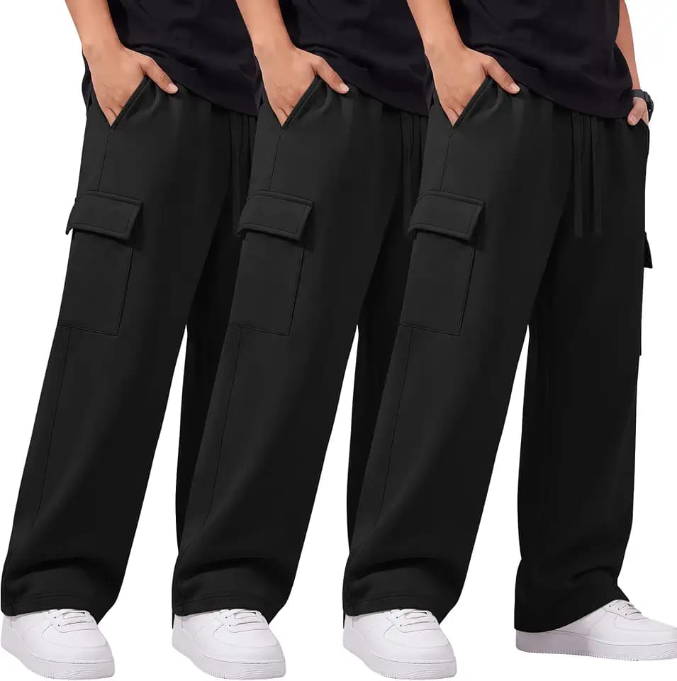 3 Pack Boys Wide Leg Cargo Sweatpants