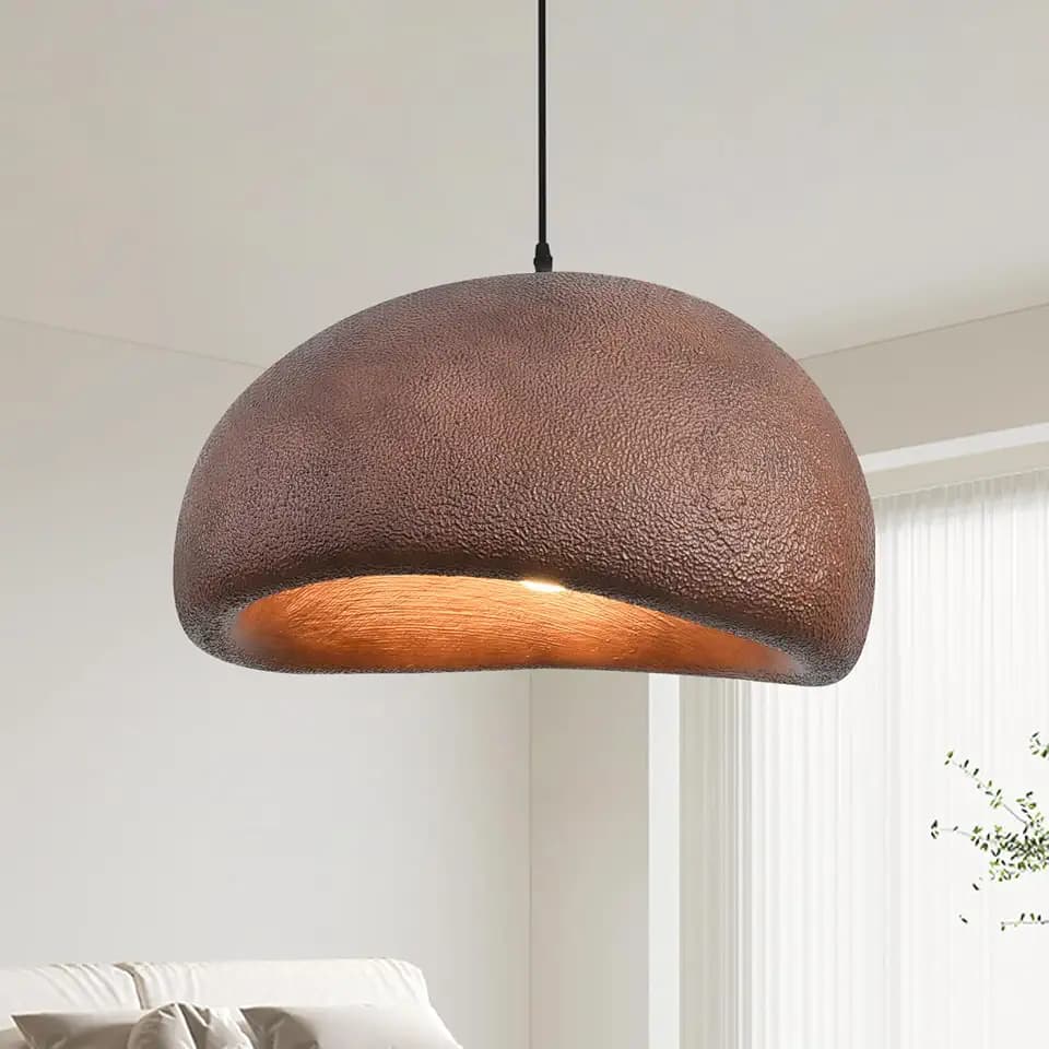 19.7in Wabi Sabi Pendant Light, Kitchen Island Lighting Fixture Ceiling Mount Japanese Lamp Japandi Chandelier for Dining Living Room Hallway Bedroom Restaurant Hanging Lamp, Brown 1 Pack