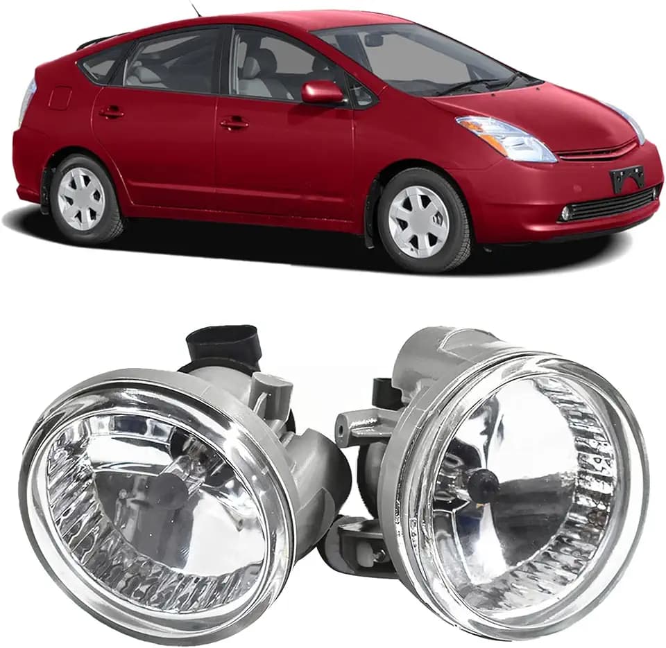 waltyotur A Pair Driver+Passenger Clear Len Fog Lights Bumper Driving Lamps Assembly Replacement for Prius 2004-2009