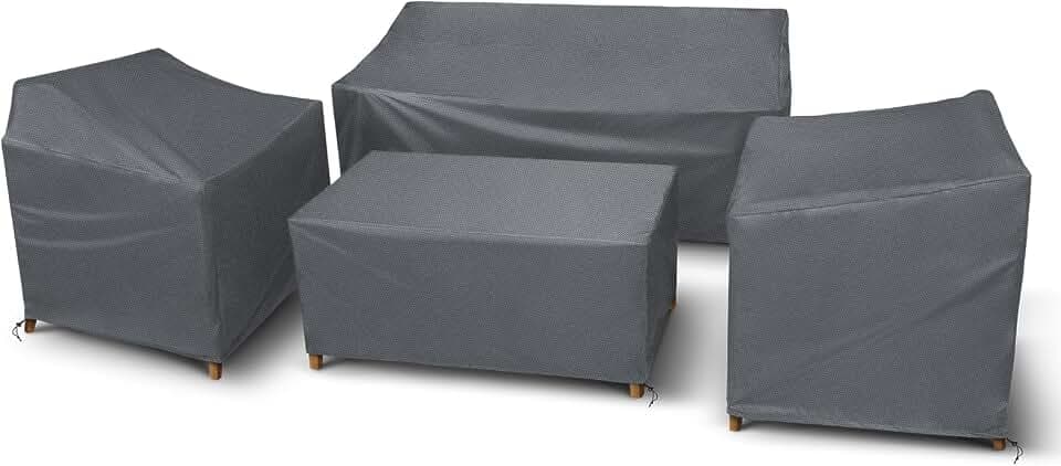 STARTWO Patio Furniture Cover 4 Piece Set, Black, Large 420D