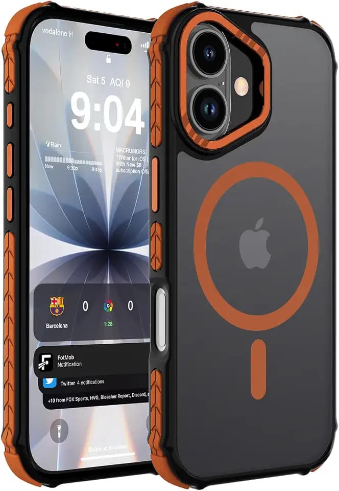 DEERLAMN Strong Magnetic Case for iPhone 17 6.3-Inch, Matte Orange