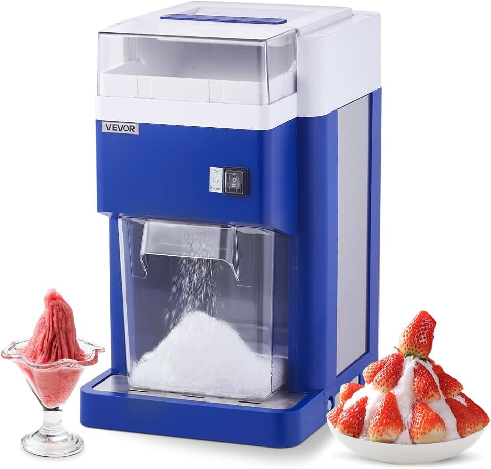 VEVOR kommerzielle Eisrasiermaschine Schneekegelmaschine 1,8 L, fein und fluffig mit 300-W-Motor & Edelstahlklingen, gewerblicher Eiscrusher für Dessertladen Familientreffen Restaurant, Blau