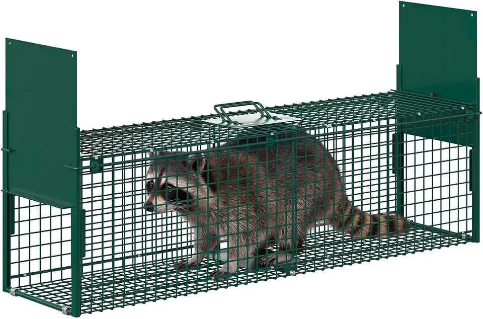 Live Animal Trap with Carrying Handle Sensitive Trigger Collapsible Steel for Squirrel Skunk Raccoons Rabbit Stray Cats Mole Groundhog Armadillo Small Foxes Hunting and Release Cage