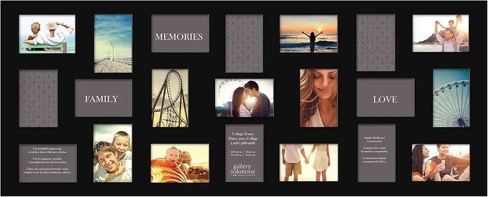 Gallery Solutions Flat Black 21 Opening Collage Wall Frame