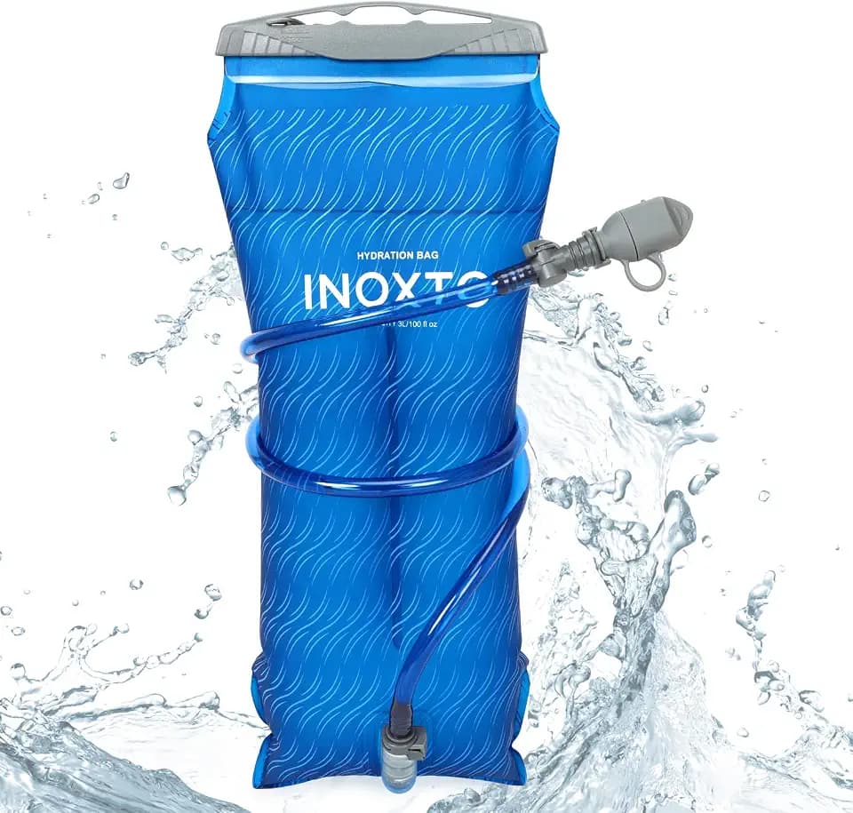 1.5L/2L/3L Hydration Bladder, INOXTO Water Bladder with Water Reservoir Hose Insulator & High Flow Bite Valve for Hiking Backpack, Leak Proof Water Reservoir for Camping Cycling Running