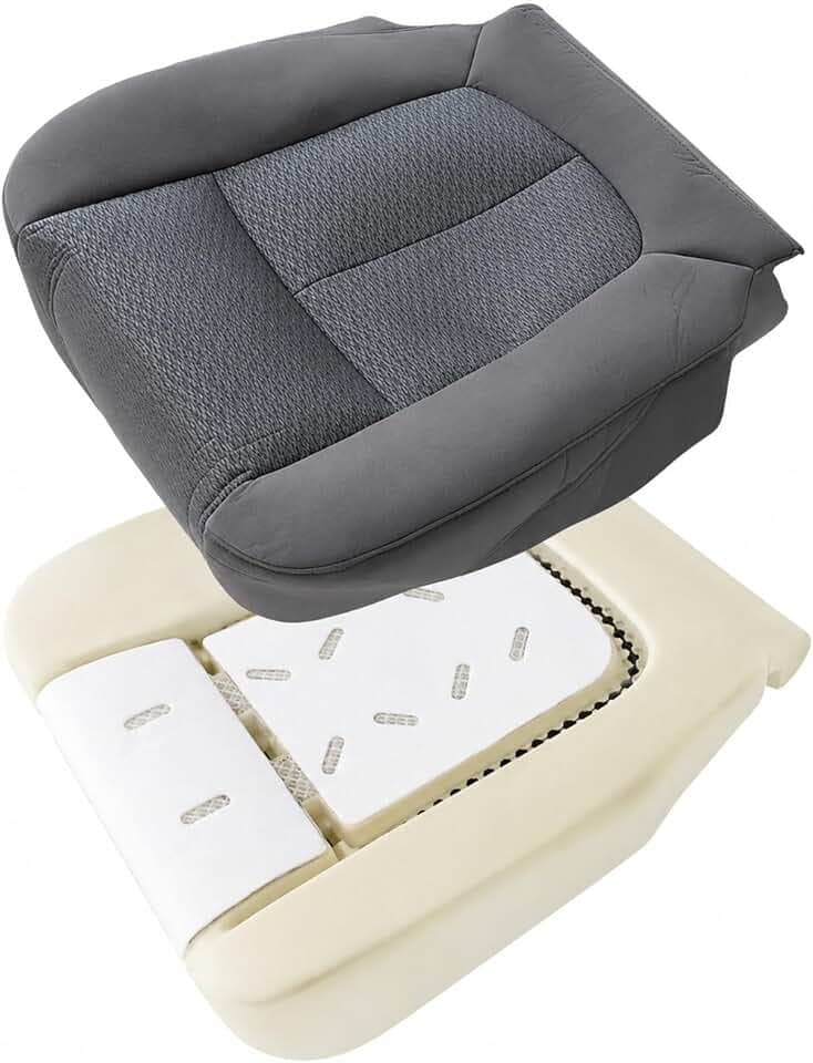 NLQR Steel Gray Driver Side Bottom Replacement Cloth Seat Cover & Foam Cushion Compatible with Ford F150 XL XLT STX XTR 2011-2014 Single Cab SuperCab SuperCrew