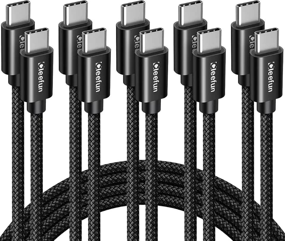 CLEEFUN USB C to USB C Cable 3ft, 5-Pack C to C Cable Fast Charging 60W