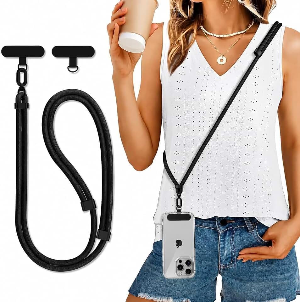 Luxury Phone Strap Crossbody And 2 Ultra-Durable Phone Tabs Adjustable, Anti Phone Theft For All phones Festival
