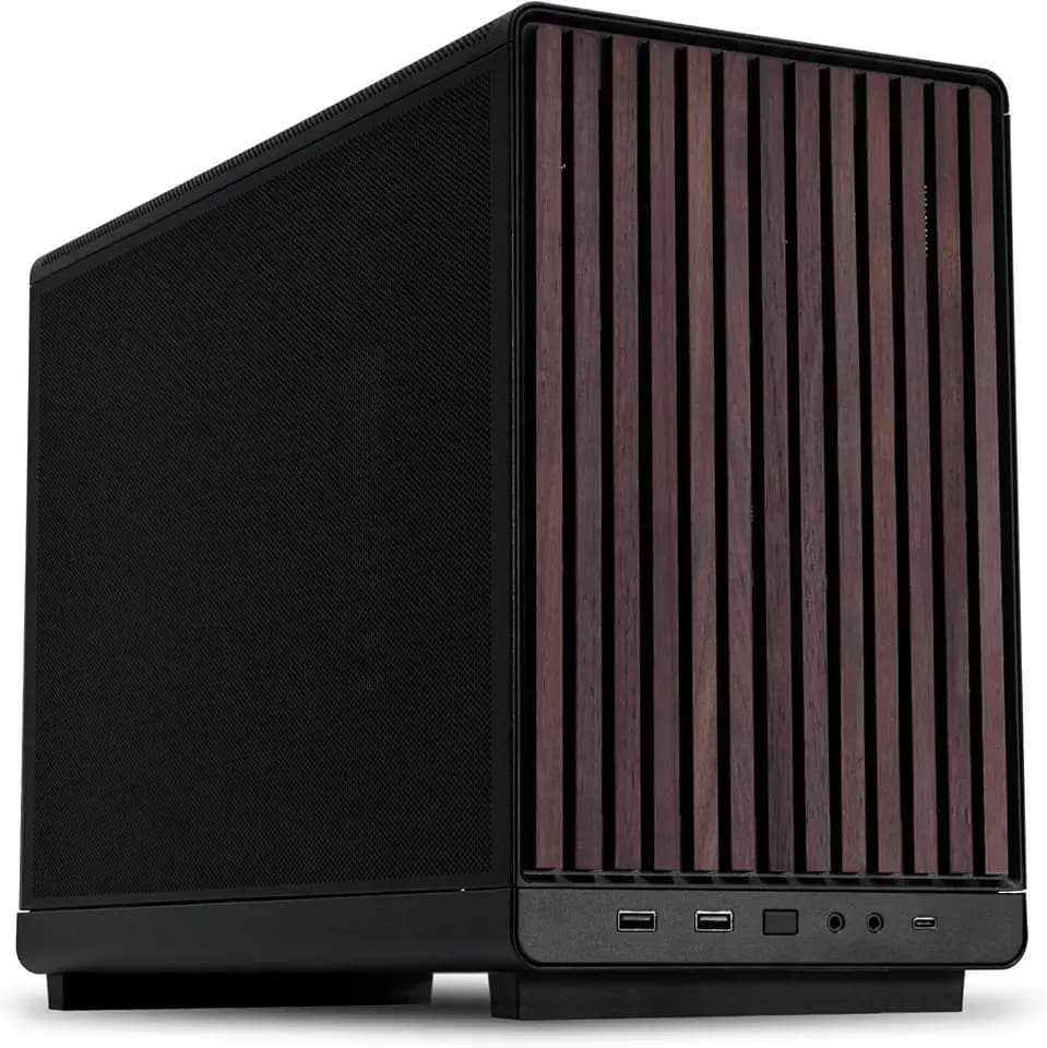 Lian Li A3-mATX PC Case, 415mm GPU, 360 AIO, Wood Black Mesh (A3X-WD)