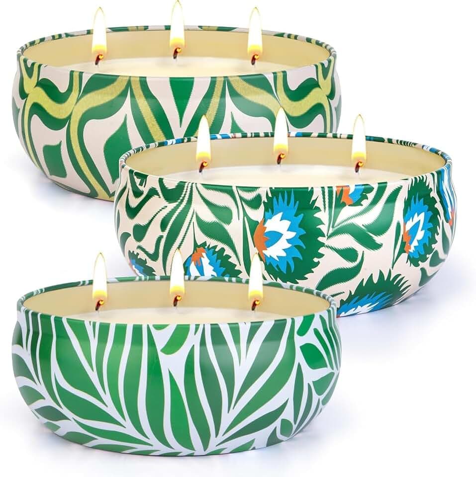 280Std Citronella Kerze Outdoor Groß, 3 x 400g Outdoor Kerze Natürliche Sojawachs 8% Citronella Öl, XXL Zitronella Kerzen Garten mit 3 Docht, Kerzen Set für Garten Terrasse Grill