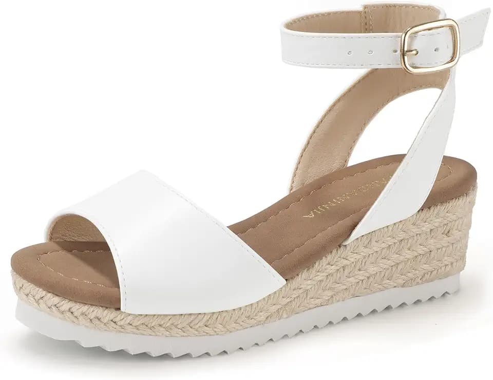 PANDANINJIA Girls Sandals Kids Wedge Espadrille Platform Summer Dress Shoe