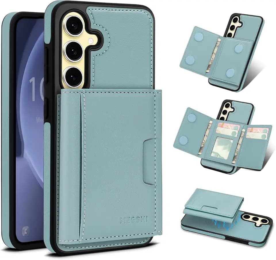 for Samsung Galaxy S26 Wallet Case, 2-in-1 Detachable Magnetic Wallet Case, Card Holder RFID Blocking, Fashionable Faux Leather Card Slot & Folding Design (Blue)