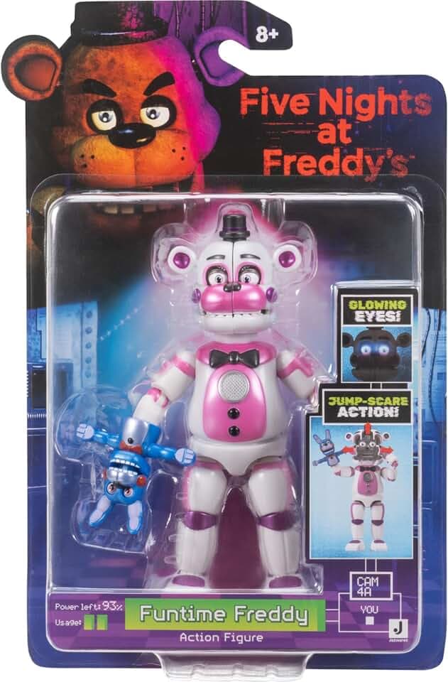 Jazwares Five Nights at Freddy’s Funtime Freddy - 5-Inch Articulated Figure with Jumpscare Feature and Glow-in-The-Dark Eyes