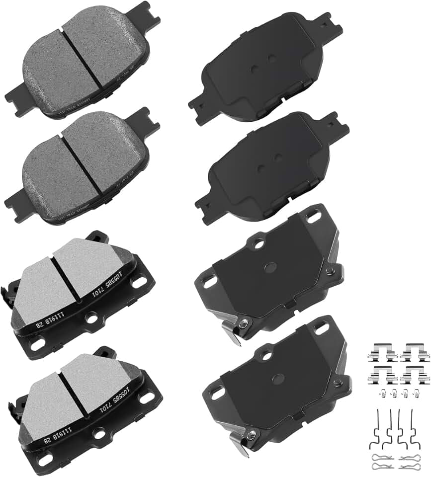 cciyu D817 D823 Brake Pads w/Hardware Front Rear Disc Brake Pad Set