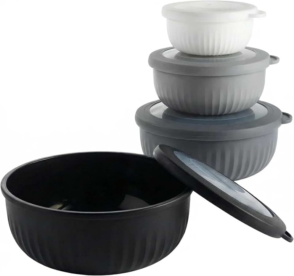 URMONA Salatschüssel Set 4er mit Deckel Rührschüsseln BPA-frei Stapelbar