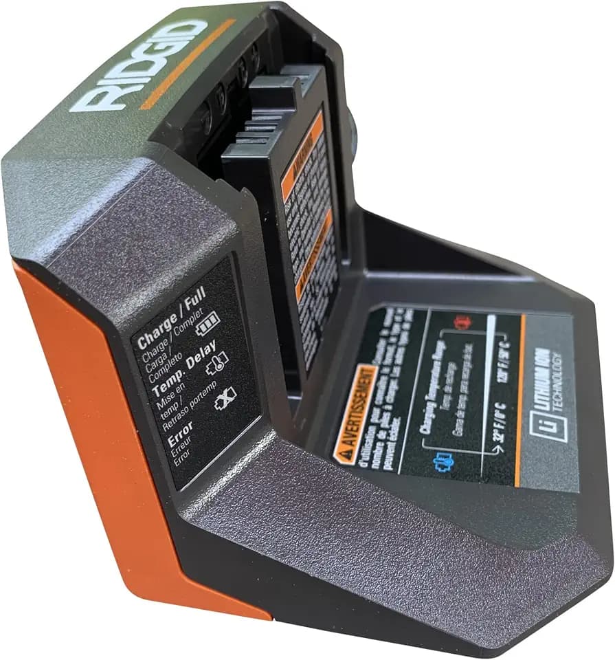 Replacement R86093 Charger, Compatible with All RIDGID 18V Batteries, Genuine OEM Part