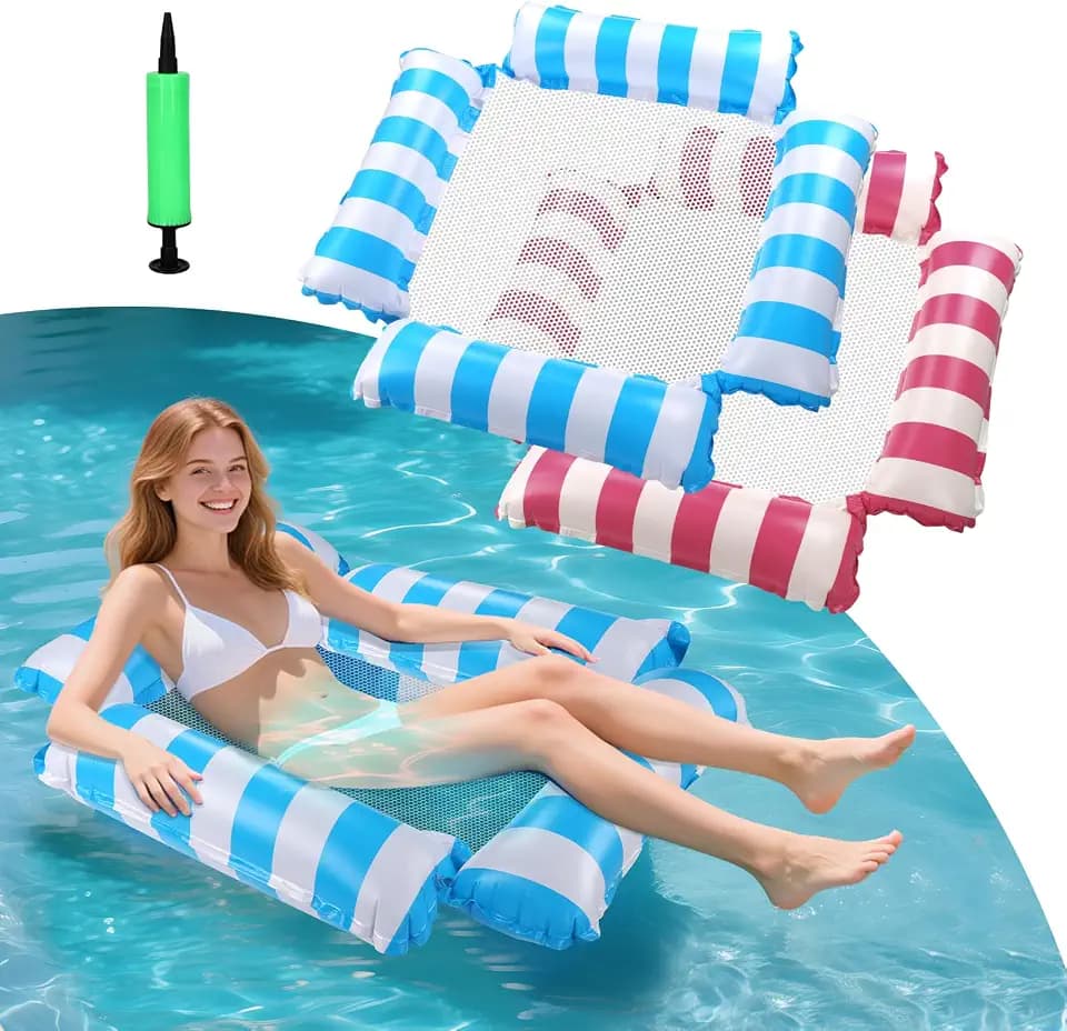 2 Stück 4-in-1-Wasserhängematte,Aufblasbare Pool-Schwimmsitze,Aufblasbares Schwimmbett, Poolzubehör,schwimmender Stuhl, Luftmatratze Pool Spielzeug, Wasser Relaxstuhl, für Sommerpartys