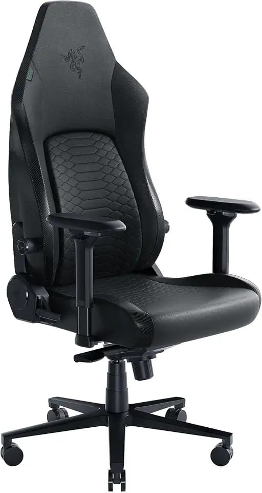 Razer Iskur V2 - Gaming-Stuhl mit adaptiver Lordosenstütze (Polster aus hoch verdichtetem Schaumstoff, Lösungsmittelfreies EPU-Kunstleder, 4-D-Armlehnen) Schwarz