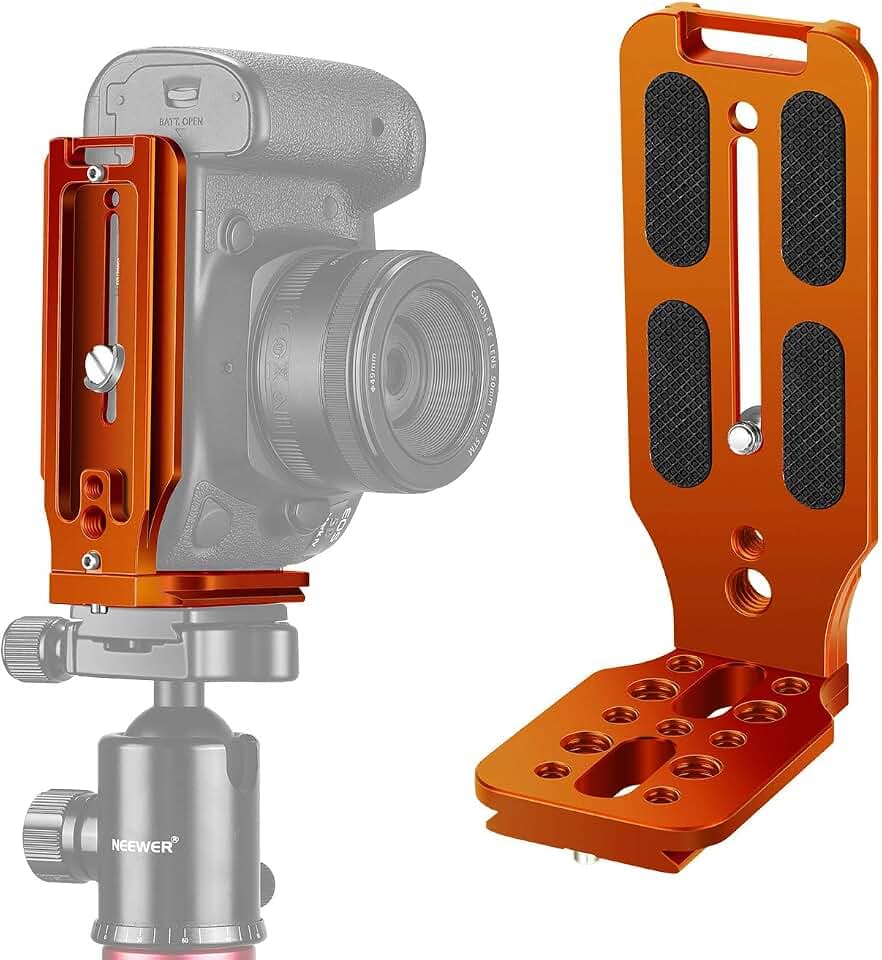 NEEWER L förmige Halterung,vertikale QR Platte,universelle DSLR Kamera,L Halterung mit 1/4" Schraube Arca Basis,kompatibel mit DJI Ronin Zhiyun Weebill Nikon Canon Sony Panasonic DSLR Kamera(Orange)