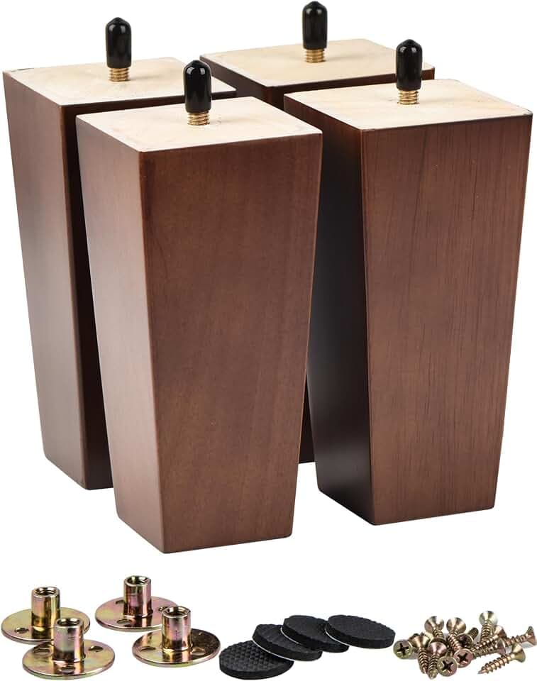 La Vane 10cm Massivholz Pyramide Möbelfüße mit M8 Bolzen 4 Stück Walnuss