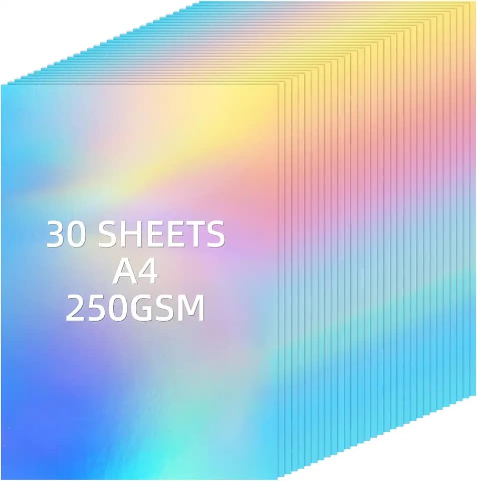 Bastelkarton A4, 60 Blatt Spiegelkarton Farbverläufe 250g/m² Bedruckbare Kartonpapier Buntes A4 Papier Glitter Bastelpapier für Schule DIY Handwerk Scrapbooking GrußKarten (21x29.7cm )