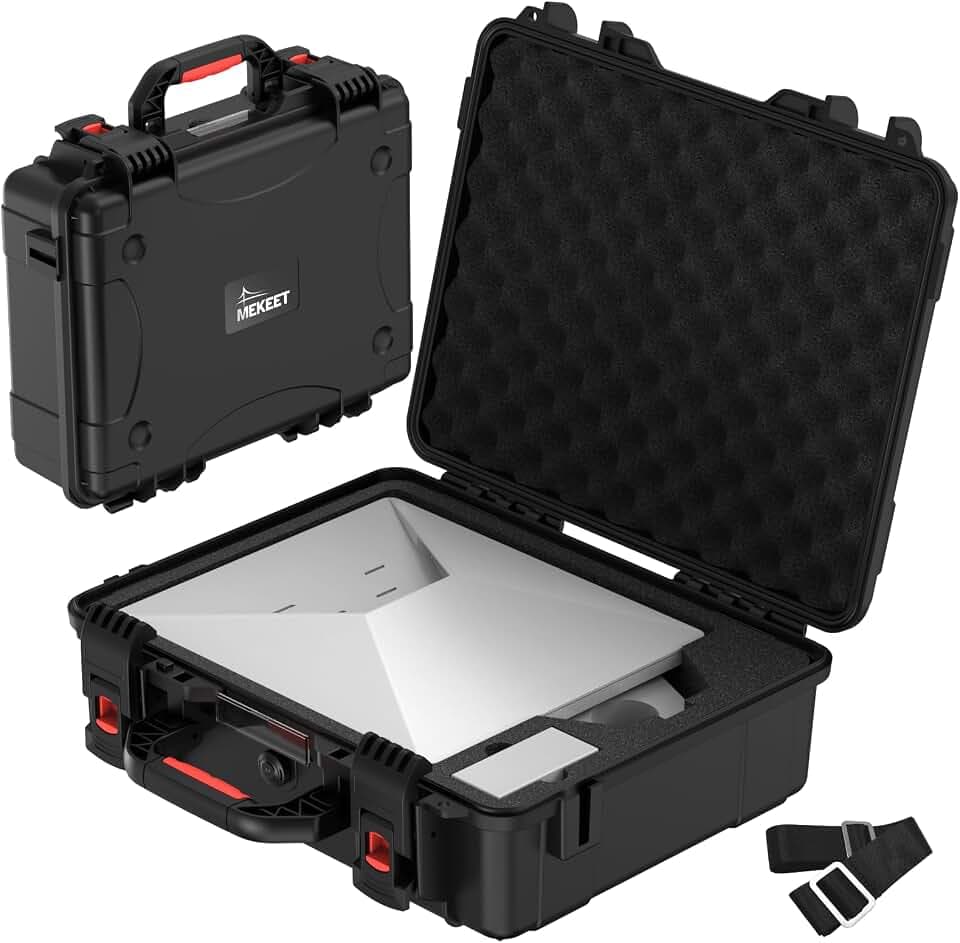 MEKEET für Starlink Mini Tasche Hartschalenkoffer wasserdicht stoßfest für Starlink Mini Dish & Zubehör, mit Schultergurt & Tragegriff, Präzisions-Eva-Schaum, für Reisen Camping Wohnmobil-Schwarz