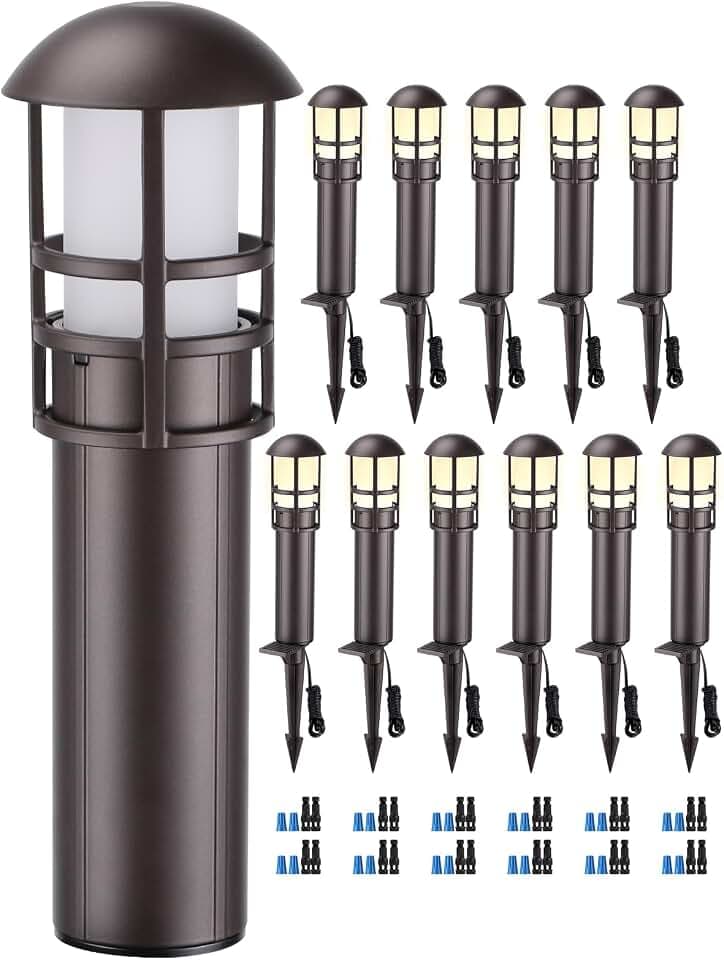 LEONLITE 12-Pack Low Voltage Landscape Pathway Lights, 3W, CRI90, 3000K