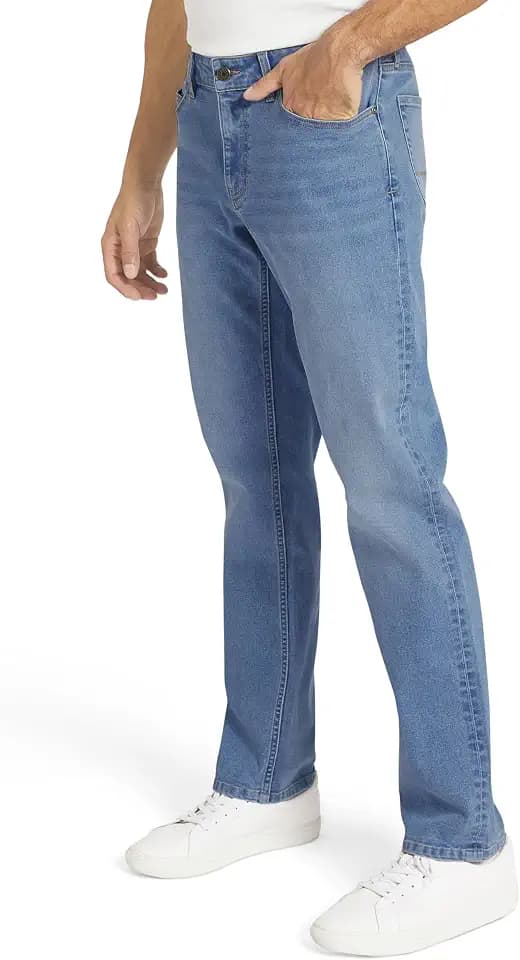Izod Men's 5 Pocket Straight Fit Stretch Waist Denim Jeans