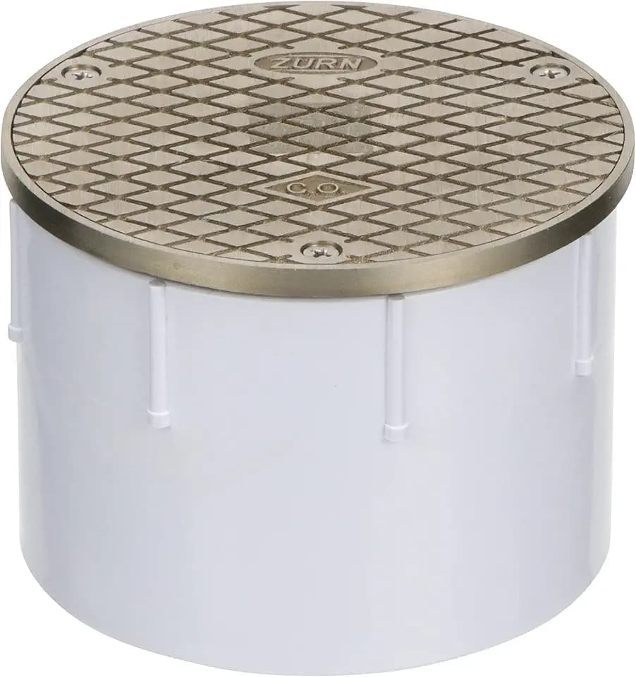 Zurn CO2450-PV4 Adjustable Floor Cleanout, Nickel Top, 4" PVC, Brass