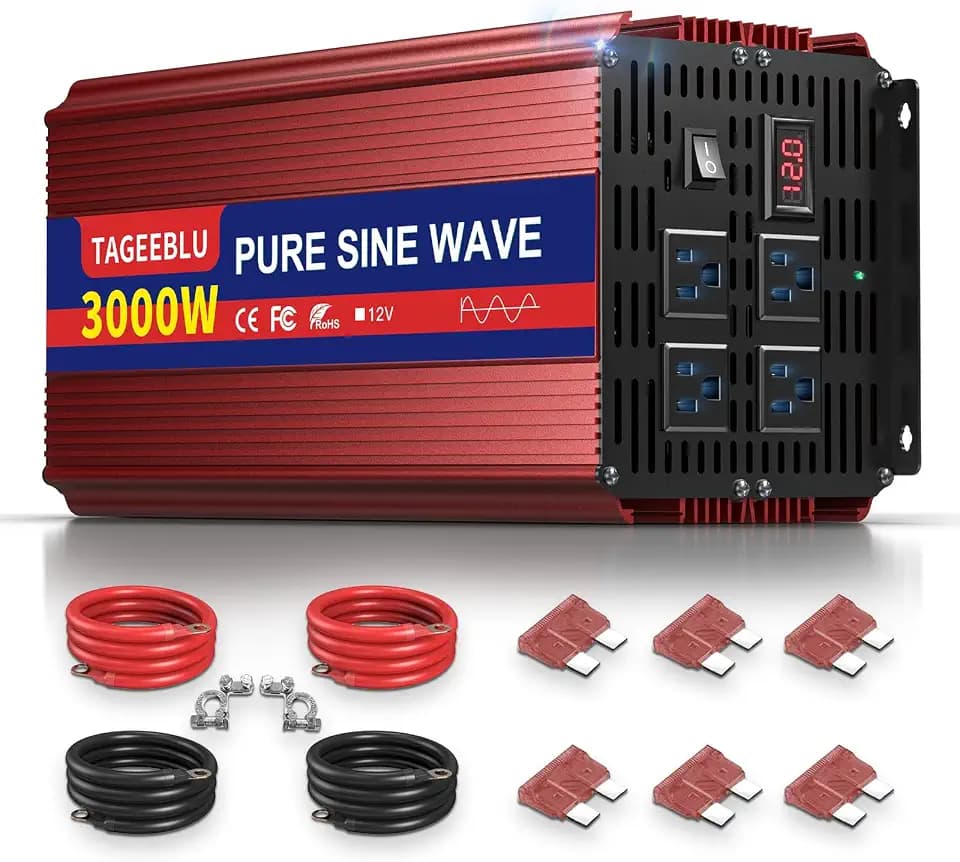 3000W Pure Sine Wave Power Inverter 12V DC to 110V 120V AC for Vehicles