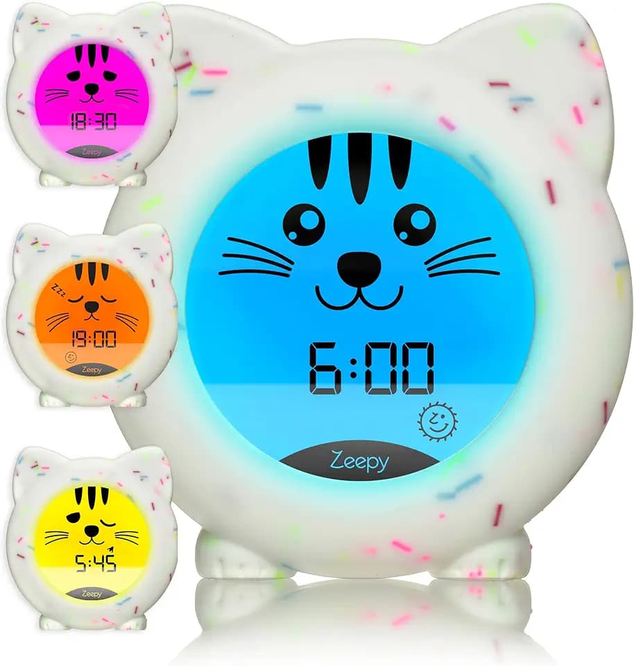 Zeepy Schlaftrainer Wecker Kinder & Lichtwecker 4 Phasen, Katze Kip