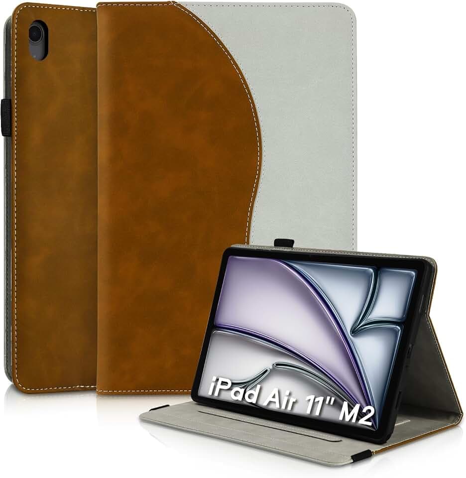 Hülle für iPad Air 11 Zoll M3 2025/ M2 2024 Schutzhülle Ultradünne PU Leder mit Standfunktion und Stifthalter Tablet Hülle iPad Air 11 Zoll M3 2025/ M2 2024 Braun