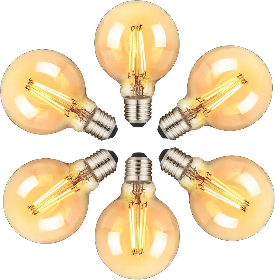 Edison Vintage Glühbirne, 6PCS G80 E27 LED Filament Retro Glühbirne, 6W 2700K Antike Nostalgie Beleuchtung Lampe Warmweiß, Ideal für Café Restaurant Bar Haus