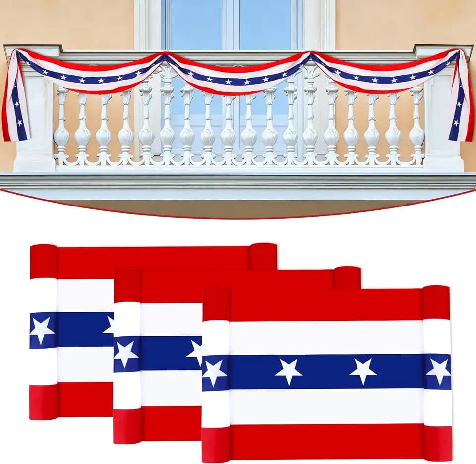 NOVWANG 3 Pcs Patriotic Bunting, 20 Ft 4th of July Decorations