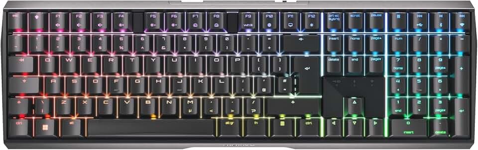 CHERRY MX 3.0S Wireless, Kabellose Mechanische Gaming-Tastatur, UK-Layout (QWERTY), Bluetooth-, Funk- und Kabelverbindung, MX2A RED Switches, Schwarz