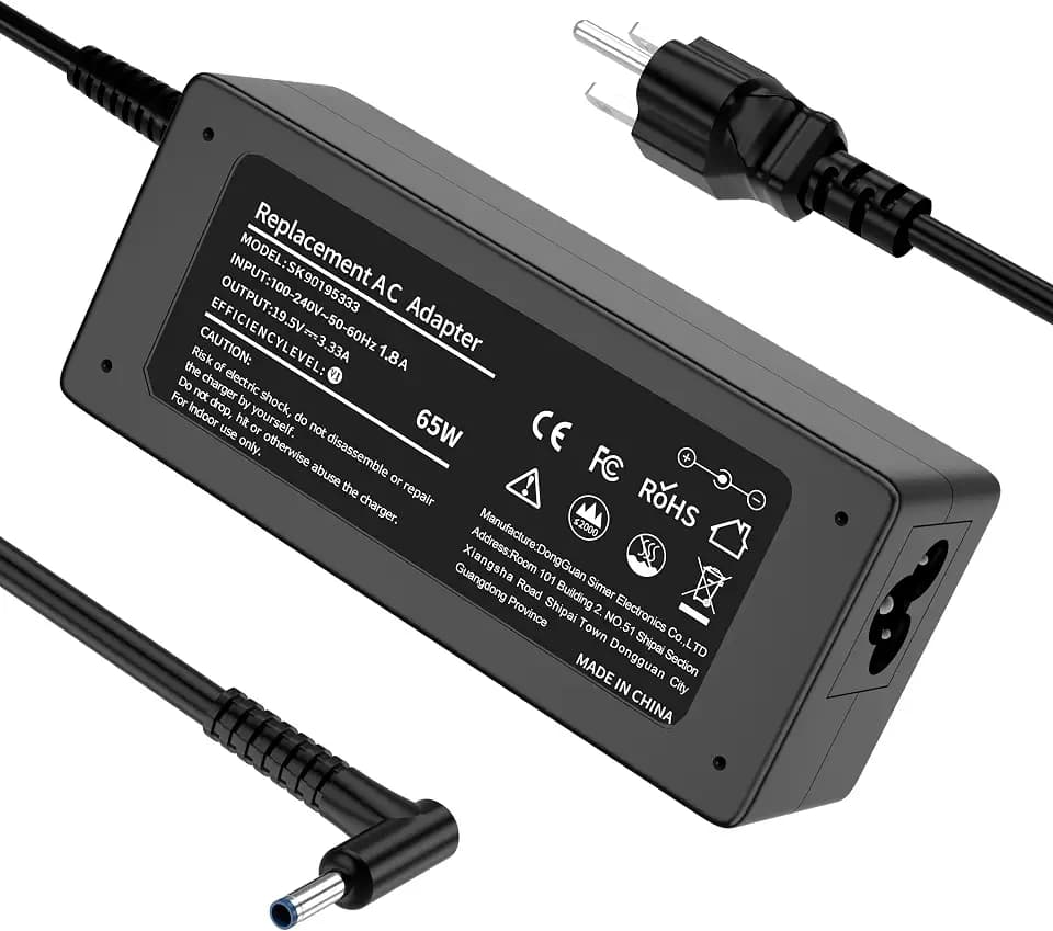 Compatible with HP Laptop Charger, 65W 45W Smart AC Adapter 4.5mm Blue Tip