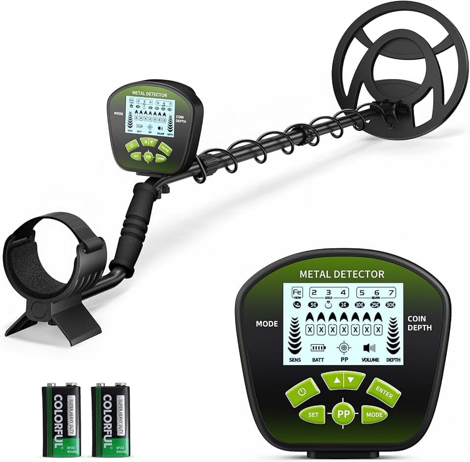 Metalldetektor für Erwachsene und Kinder, Länge, Empfindlichkeit und Audio einstellbar, alle Metall-/DISC-/PP-Modi, LCD-Display, professionelles Golddetektor-Set für Strand, Garten