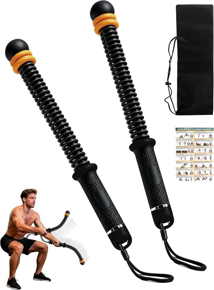 Ropeless Battle Ropes- Adjustable Portable Low-Impact Workout Equipment for Home Gym, Fitness Equipment for HIIT, Cardio & Muscle Training, Fat Burning for Men, Women & Fitness Enthusiasts (Black)