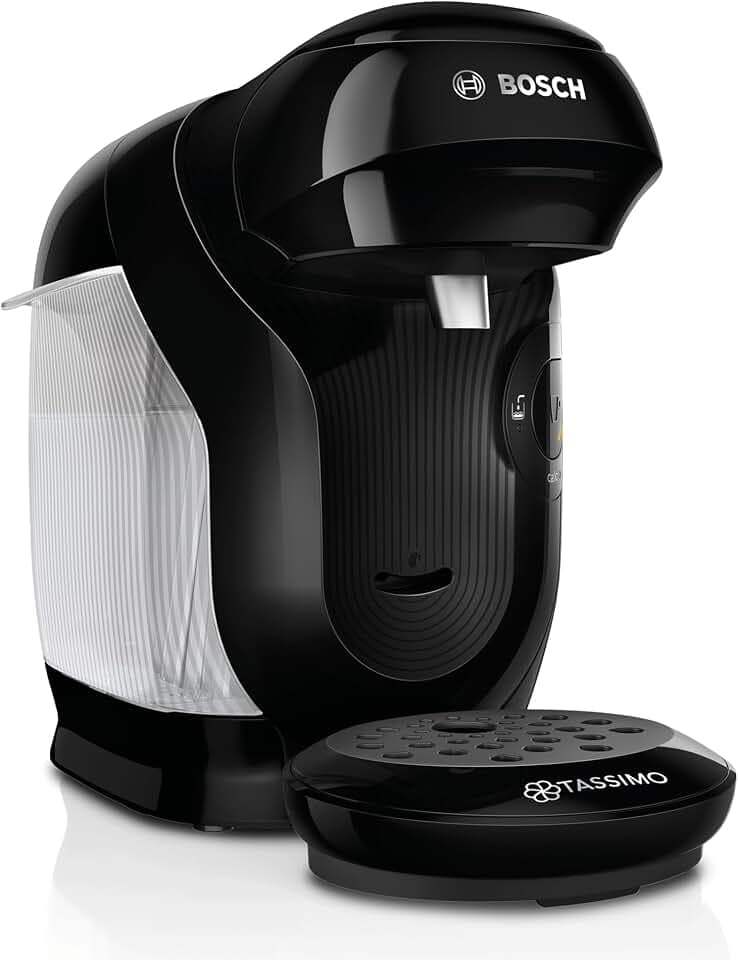 Bosch Tassimo Style friendly Kapselmaschine TAS112E, über 70 Getränke, geeignet für alle Tassen, vollautomatisch, platzsparend, 1400 W, schwarz