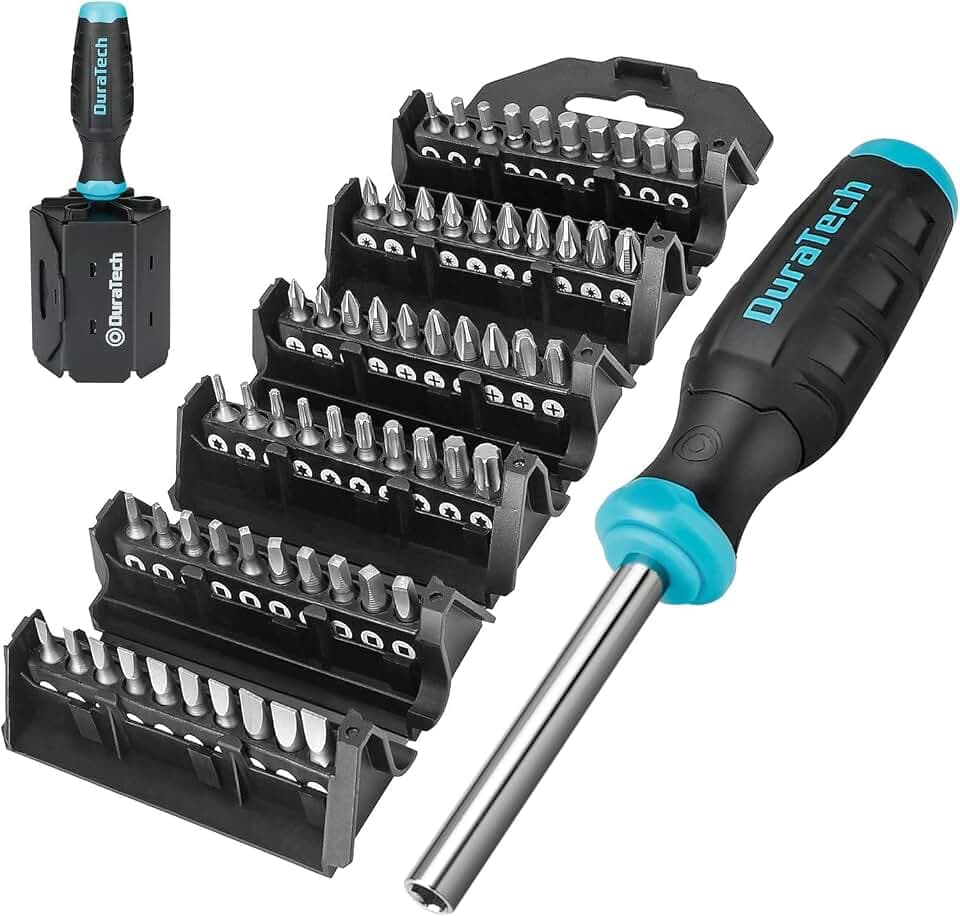 DURATECH Multibit-Schraubendreher-Set, 60-in-1 Schraubenzieher Set | Cr-V Bits mit Schlitz, Kreuzschlitz, Torx, Sechskant, Vierkant, Pozidriv, Bit-Schraubendreher für DIY, PC, Möbel