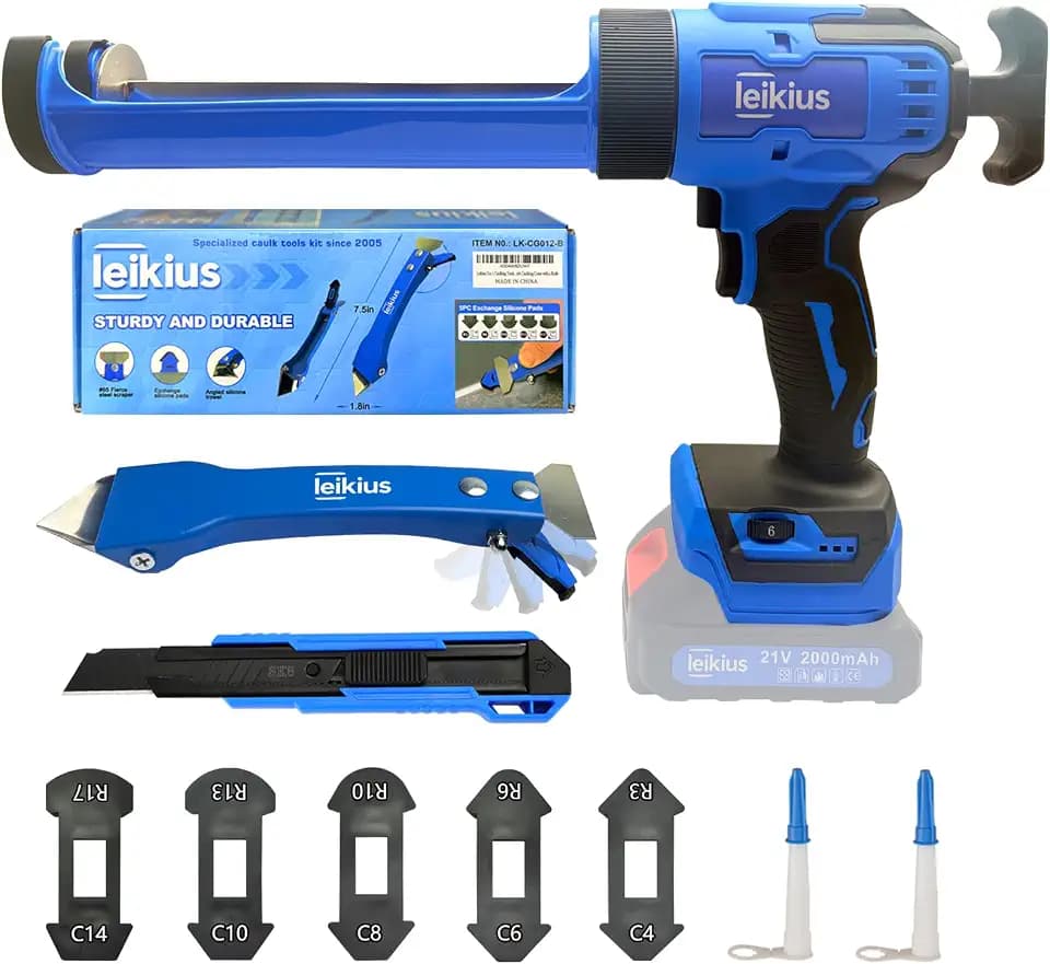 Electric Caulk Gun, Cordless Battery Powered Anti-Drip Caulking Gun with LED Light, 6 Speed for Kitchen Bathroom Filling Sealing, Compatible with Makita Battery(NO Battery)